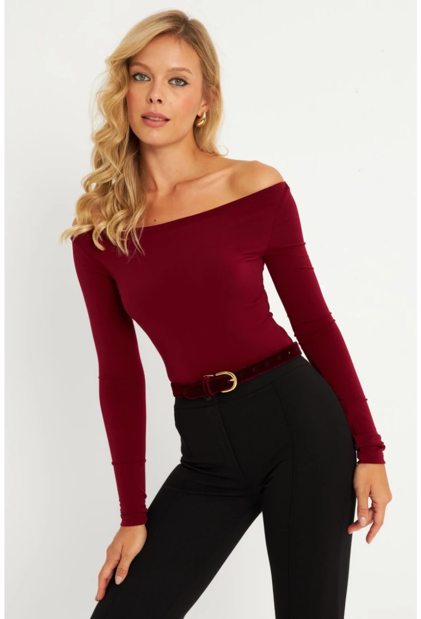 Kadın Bordo Bluz HOR13