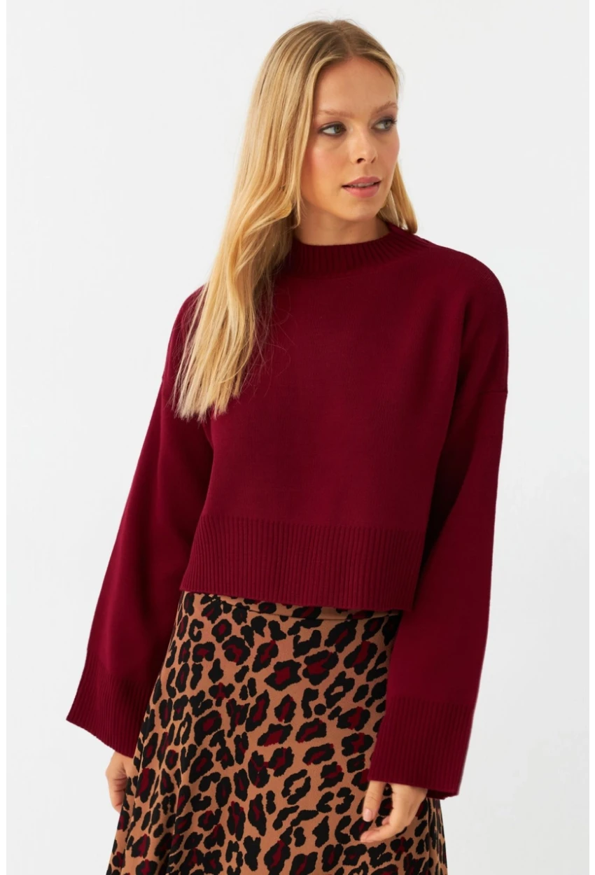 Kadın Bordo Kısa Kazak MYİL559