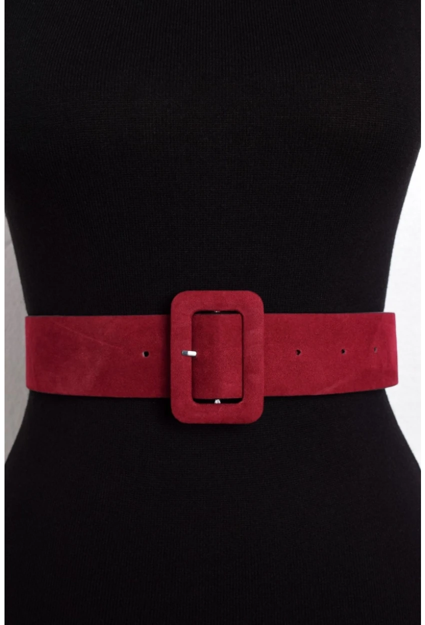 Kadın Bordo Süet Kemer BE206