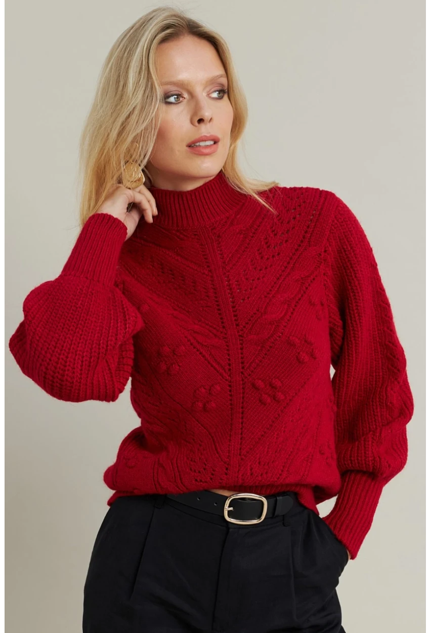 Kadın Bordo Triko Kazak MAYD18