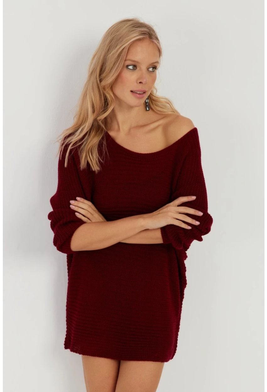 Kadın Bordo Triko Kazak SMT223