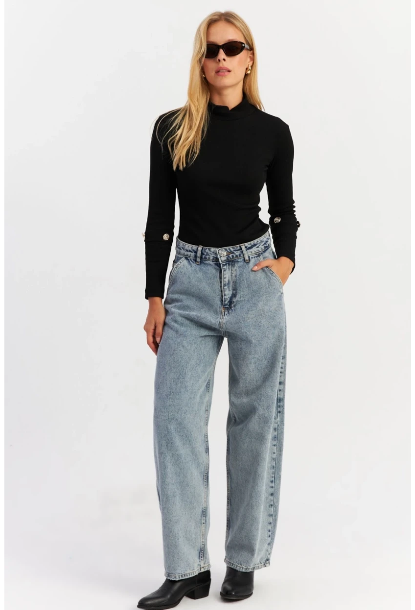 Kadın Buz Mavisi Baggy Pantolon AUR5