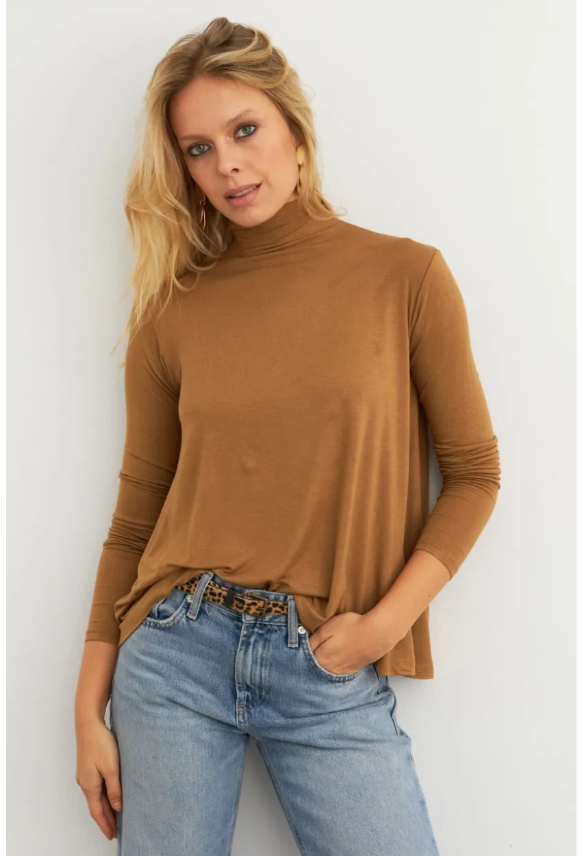 Kadın Camel Basic Balıkçı Yaka Bluz MKAZ501