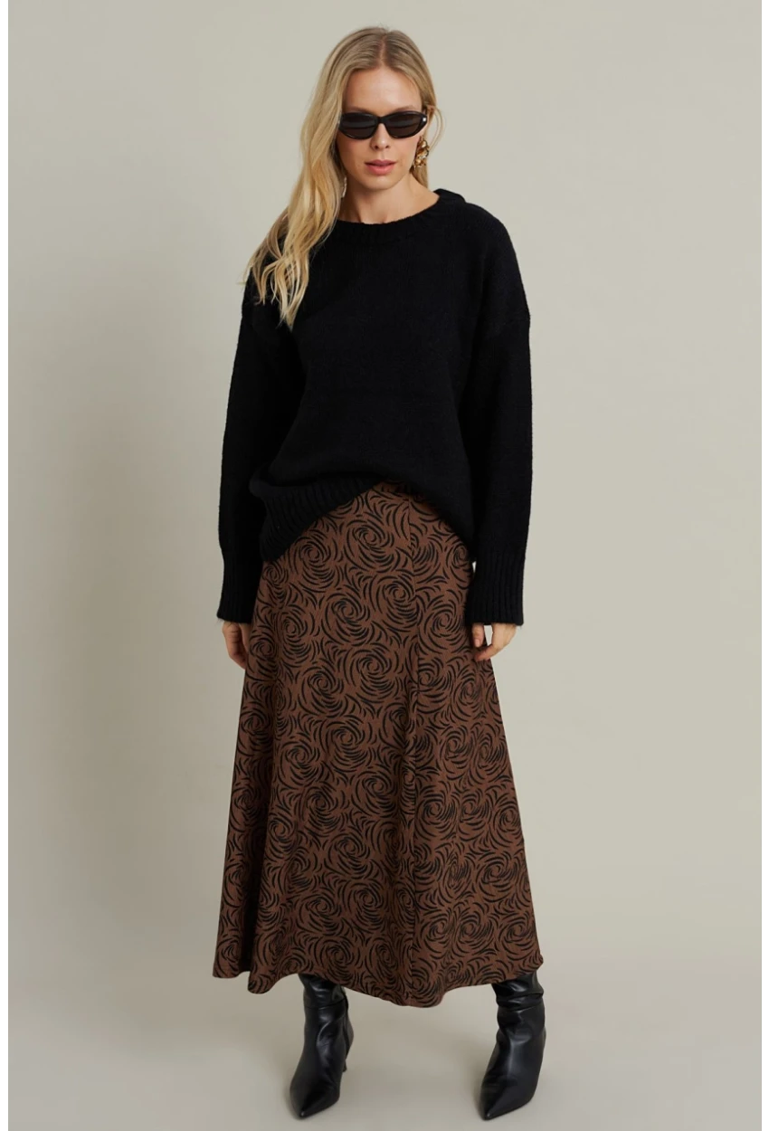 Kadın Camel Desenli Çan Etek MLON3007