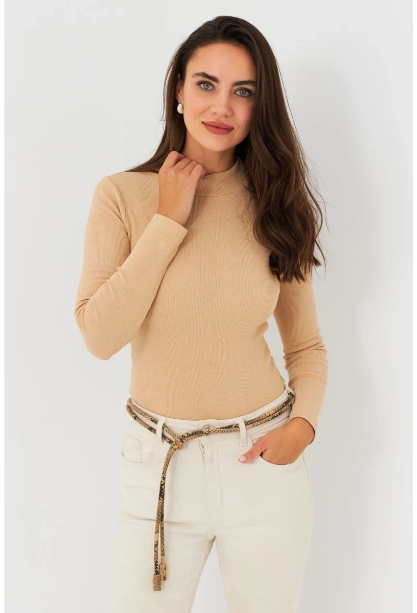 Kadın Camel Kaşkorse Basic Bluz AYD389