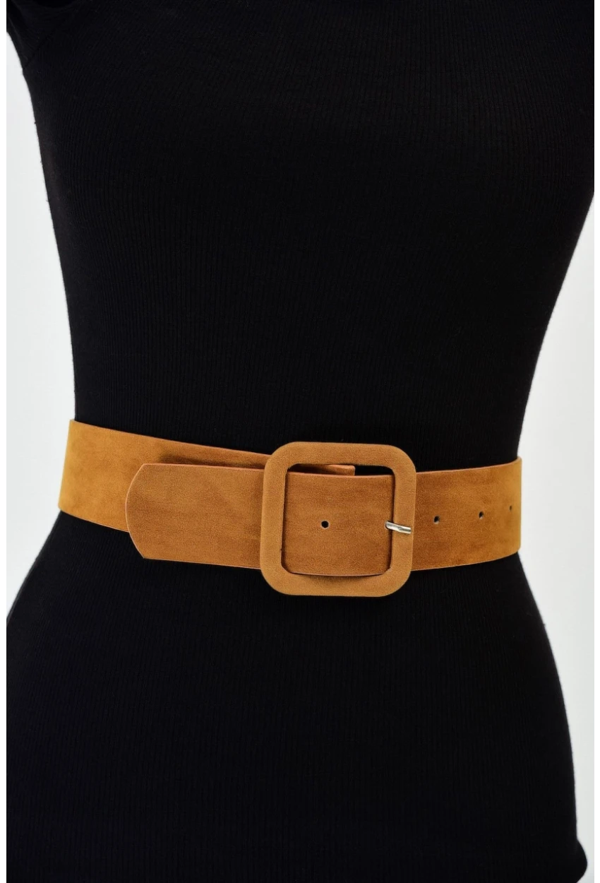 Kadın Camel Süet Kemer BE41