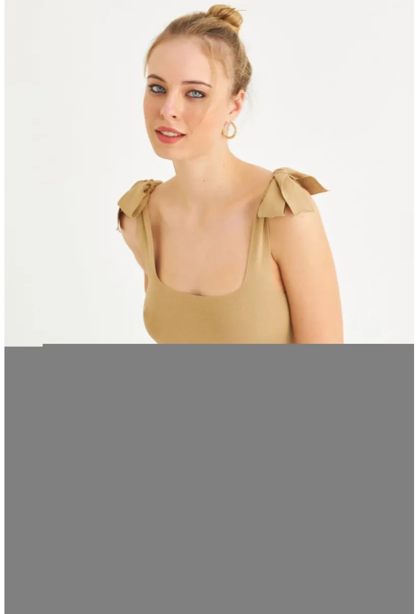 Kadın Camel Triko Bluz YV236