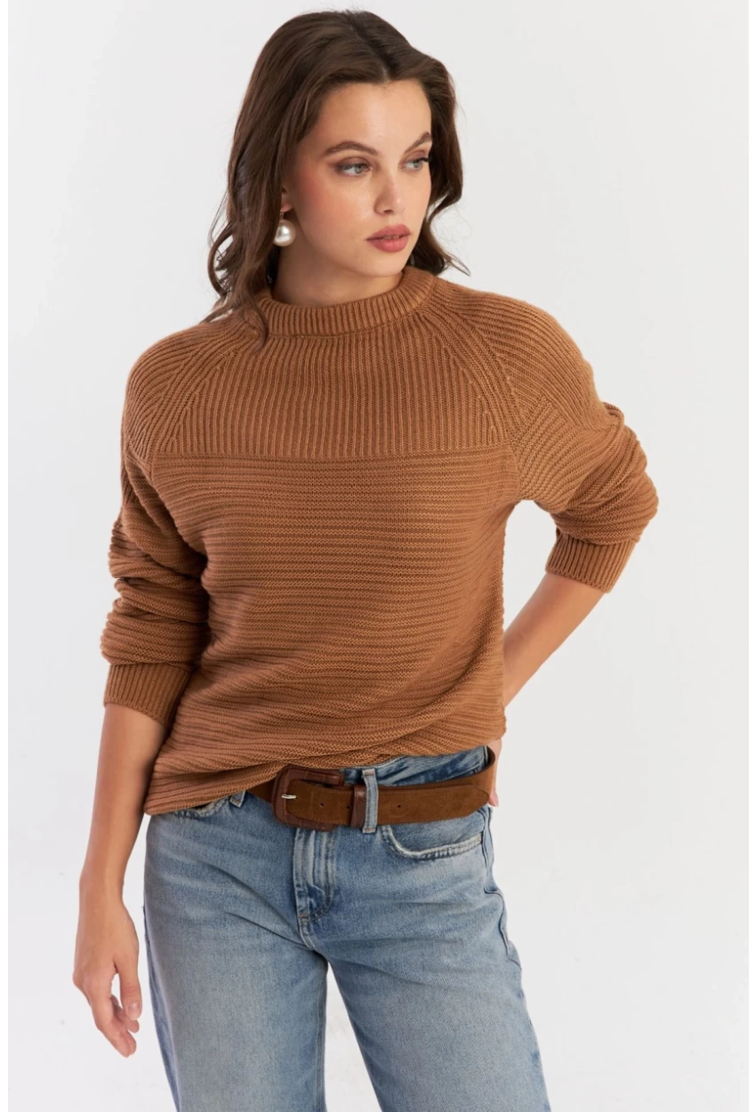 Kadın Camel Triko Kazak NUV39