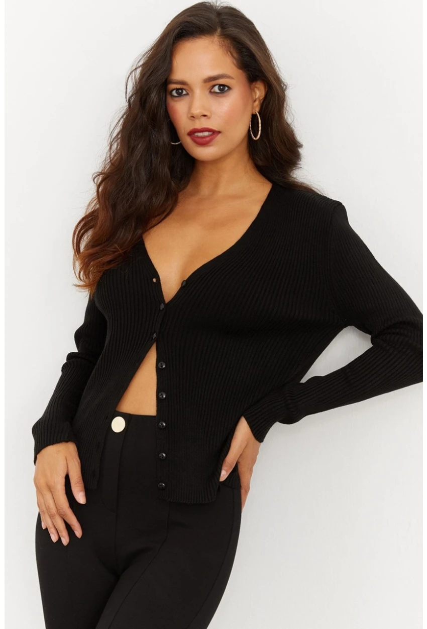 Kadın Düğmeli Triko Hırka YV94