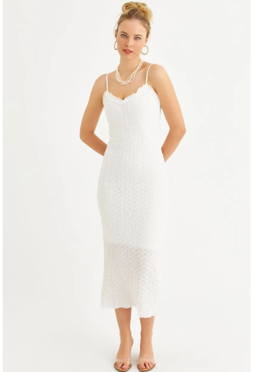 Kadın Ekru Astarlı Dantel Maxi Elbise YEL221662