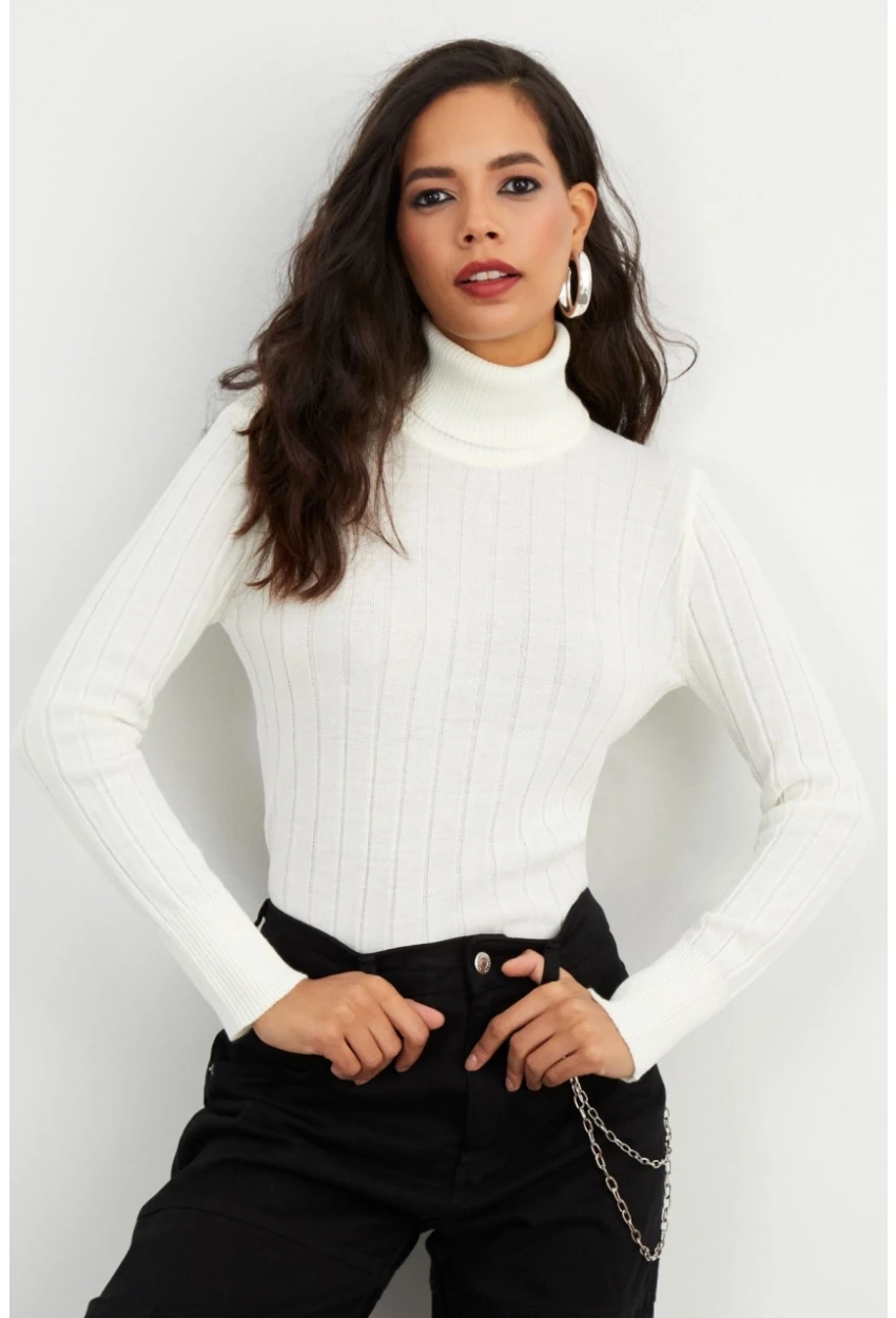 Kadın Ekru Balıkçı Kazak YV99