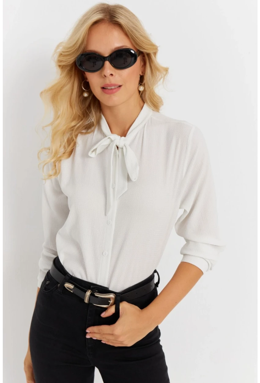 Kadın Ekru Bürümcük Gömlek EY2899