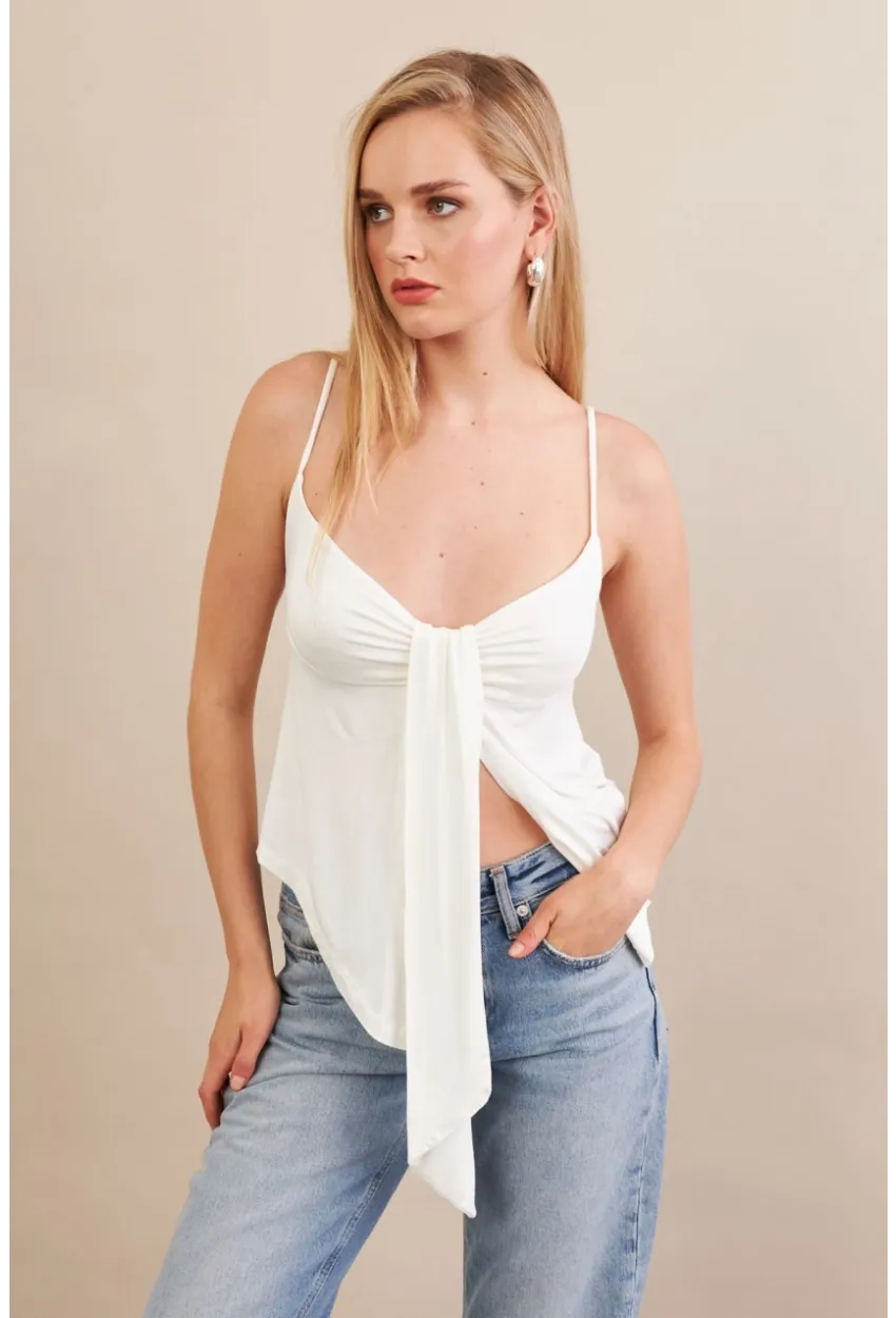 Kadın Ekru Büzgülü Asimetrik Bluz ZH172