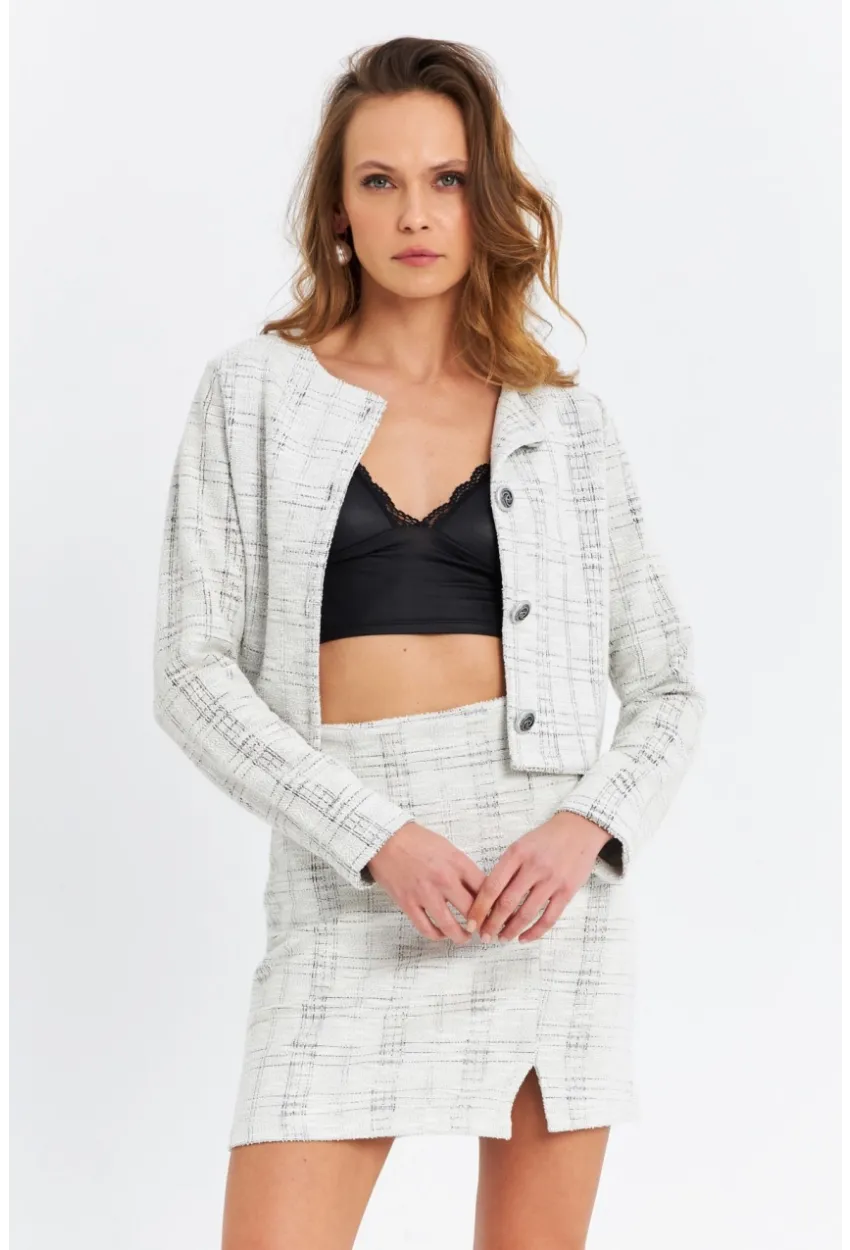 Kadın Ekru Ceket Etek Takım SE9