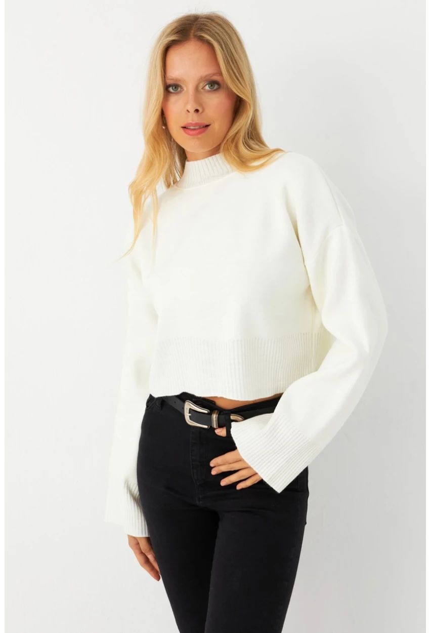 Kadın Ekru Kısa Kazak YİL559