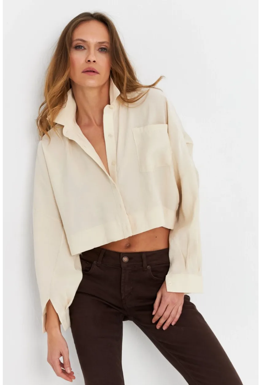 Kadın Ekru Kupra Gömlek SB3061