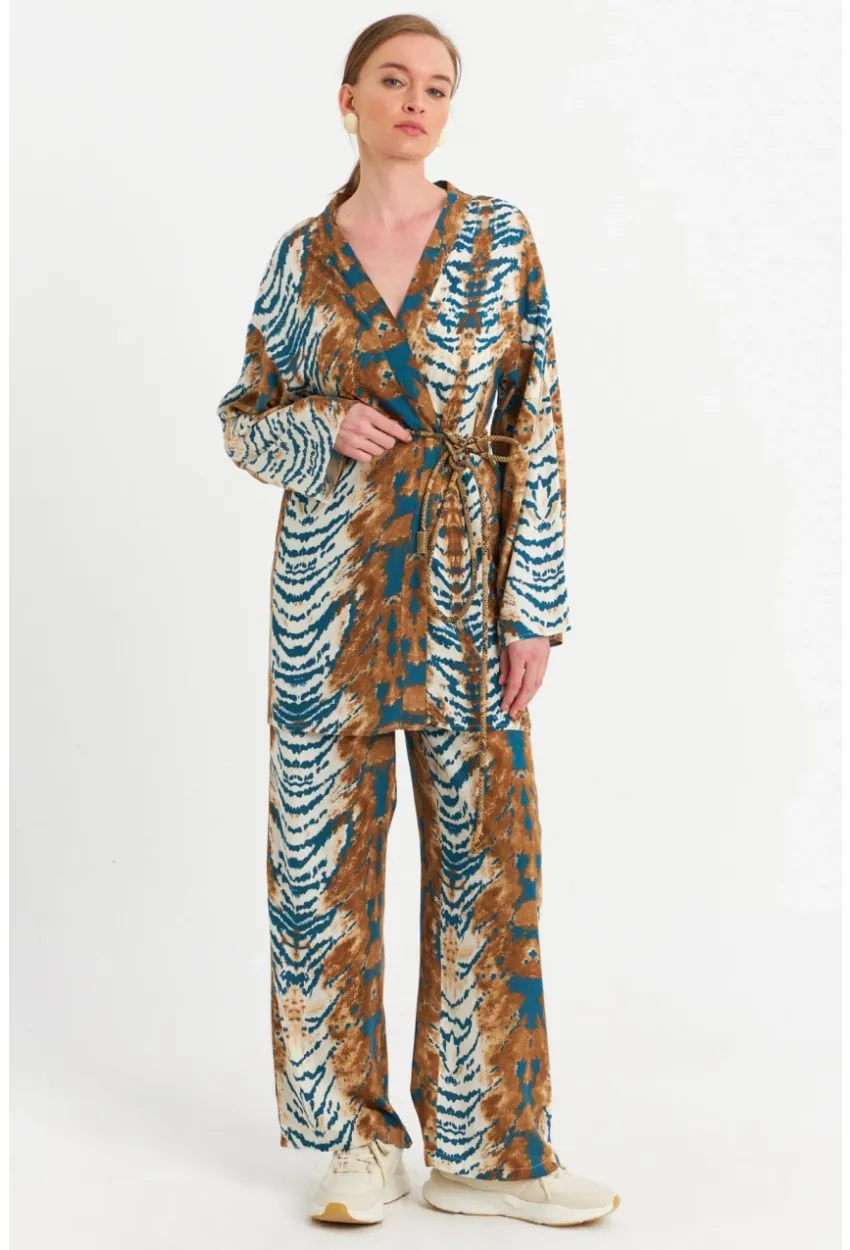 Kadın Ekru-Mavi Alt Üst Takım MGÇ202