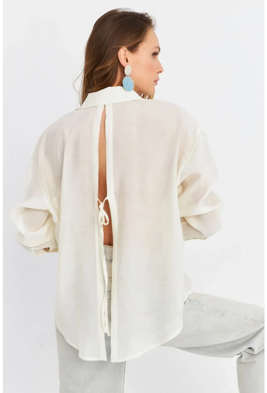 Kadın Ekru Sırtı Açık Gömlek MOD2369-90