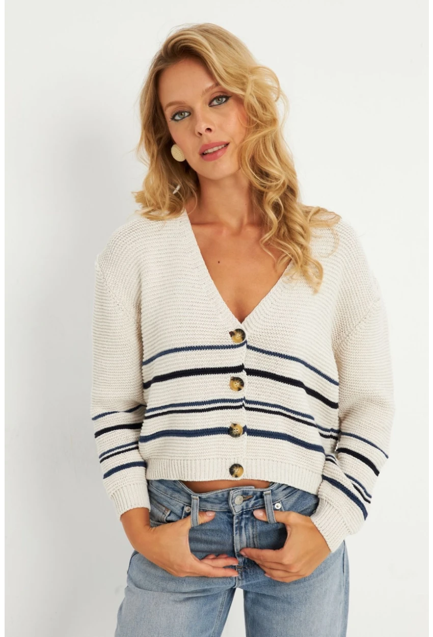 Kadın Ekru Triko Hırka MİW9571