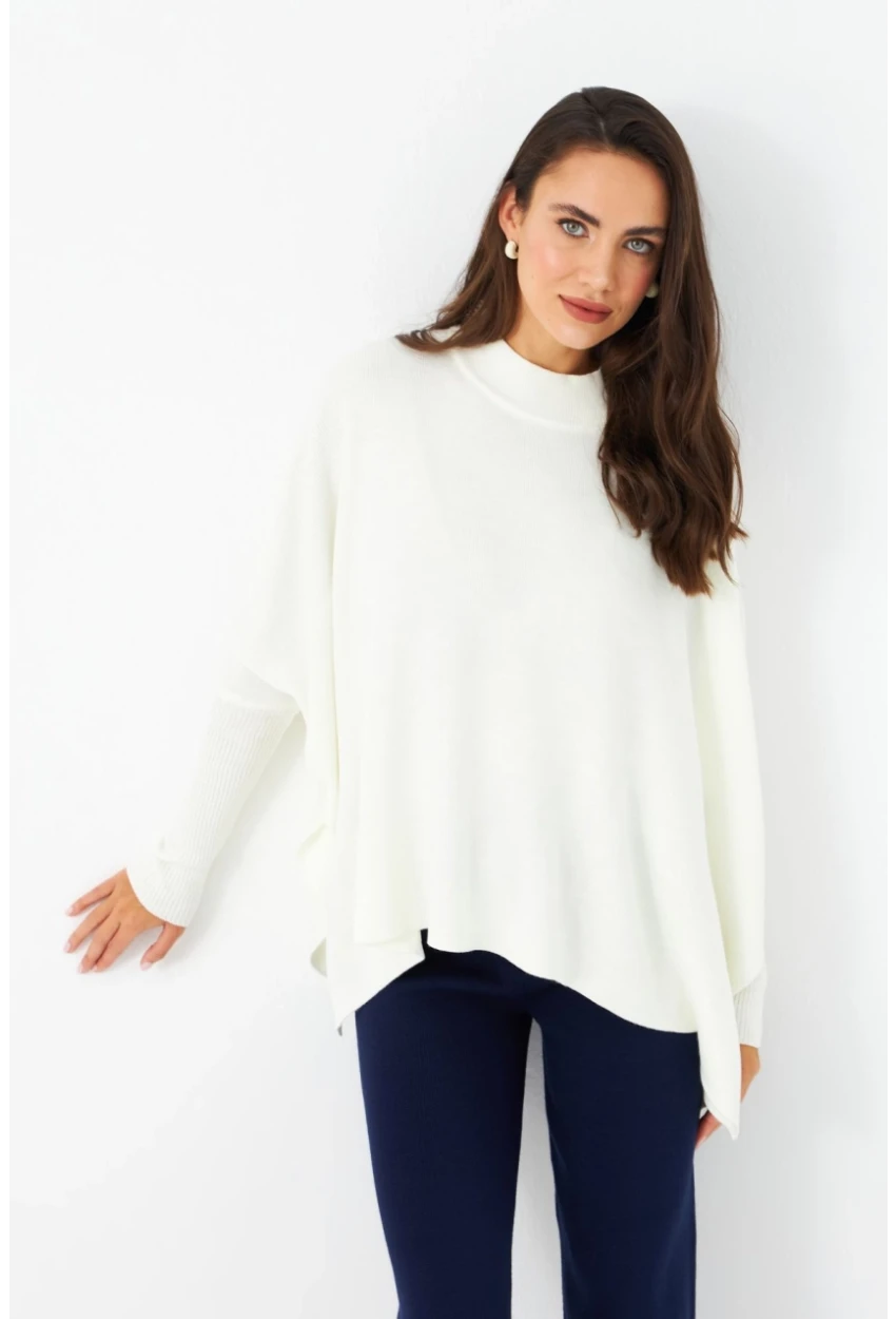 Kadın Ekru Yırtmaçlı Triko Bluz MSMT2262