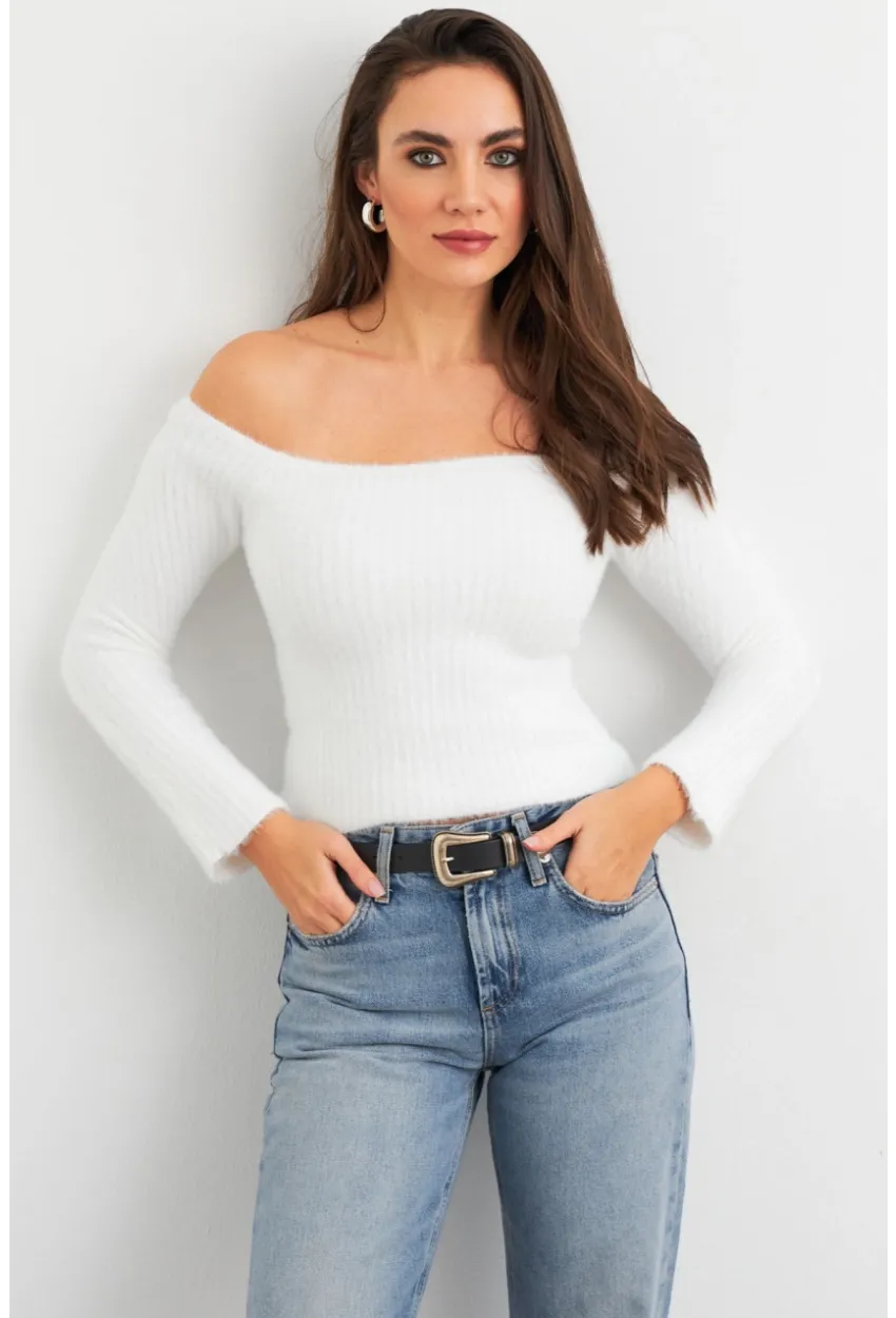 Kadın Ekru Yumuşak Dokulu Bluz SE7