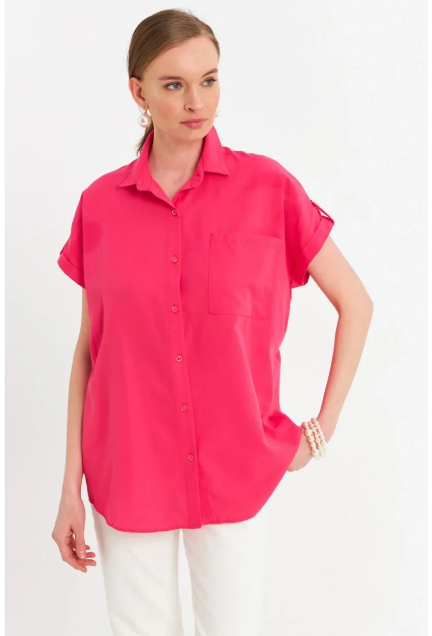 Kadın Fuşya Basic Gömlek MZER427