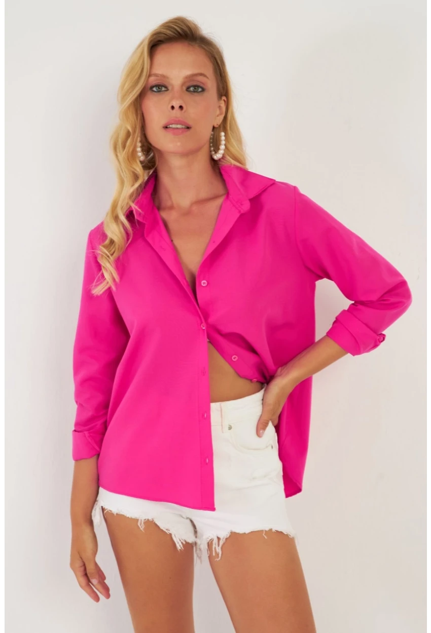 Kadın Fuşya Basic Gömlek ZER411