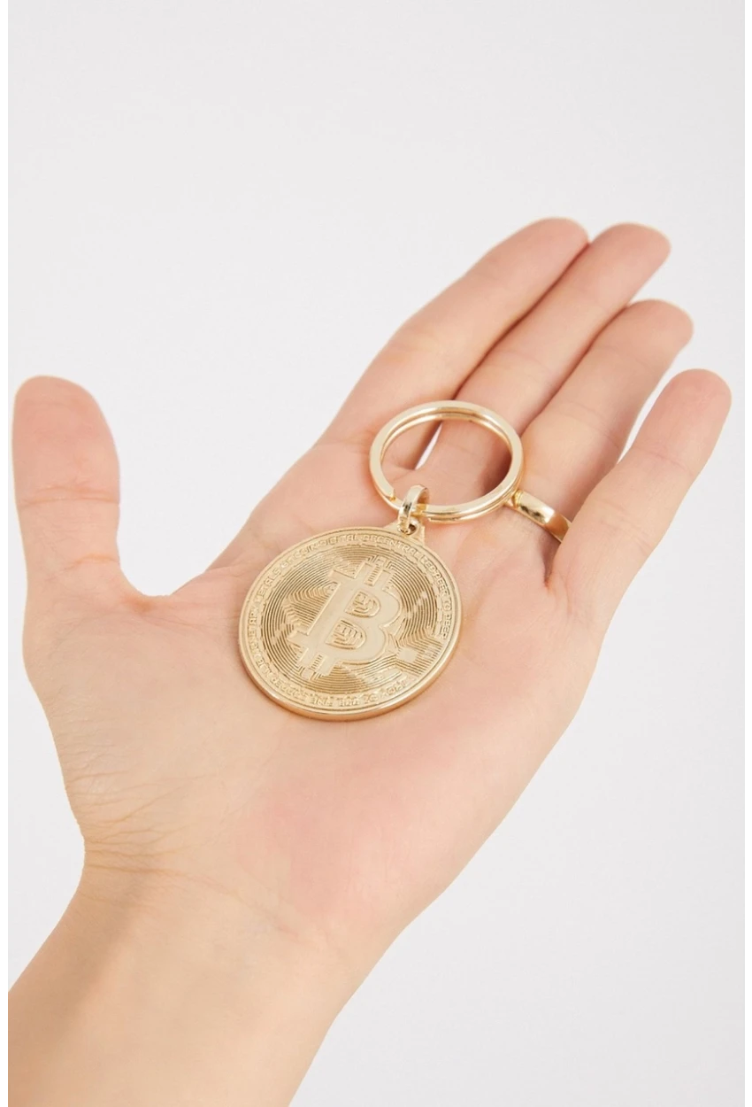 Kadın Gold Rengi Bitcoin Anahtarlık BE604