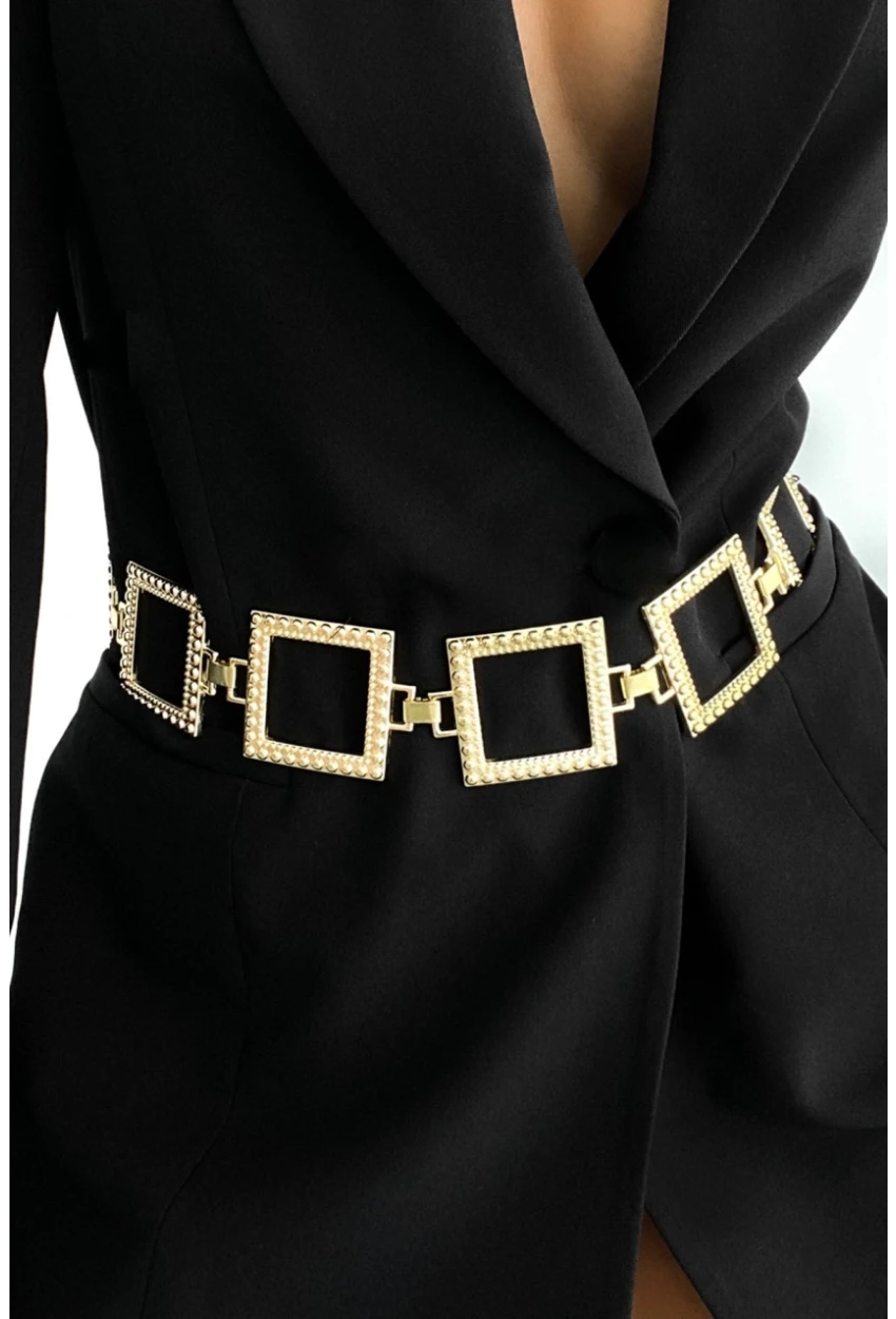 Kadın Gold Rengi Kare Zincir Kemer BE664