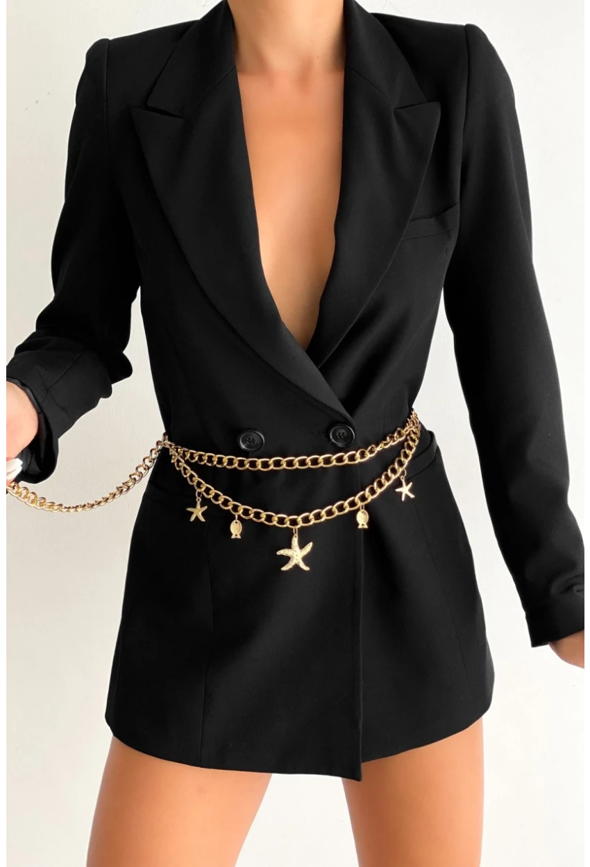 Kadın Gold Rengi Yıldız Zincir Kemer BE653