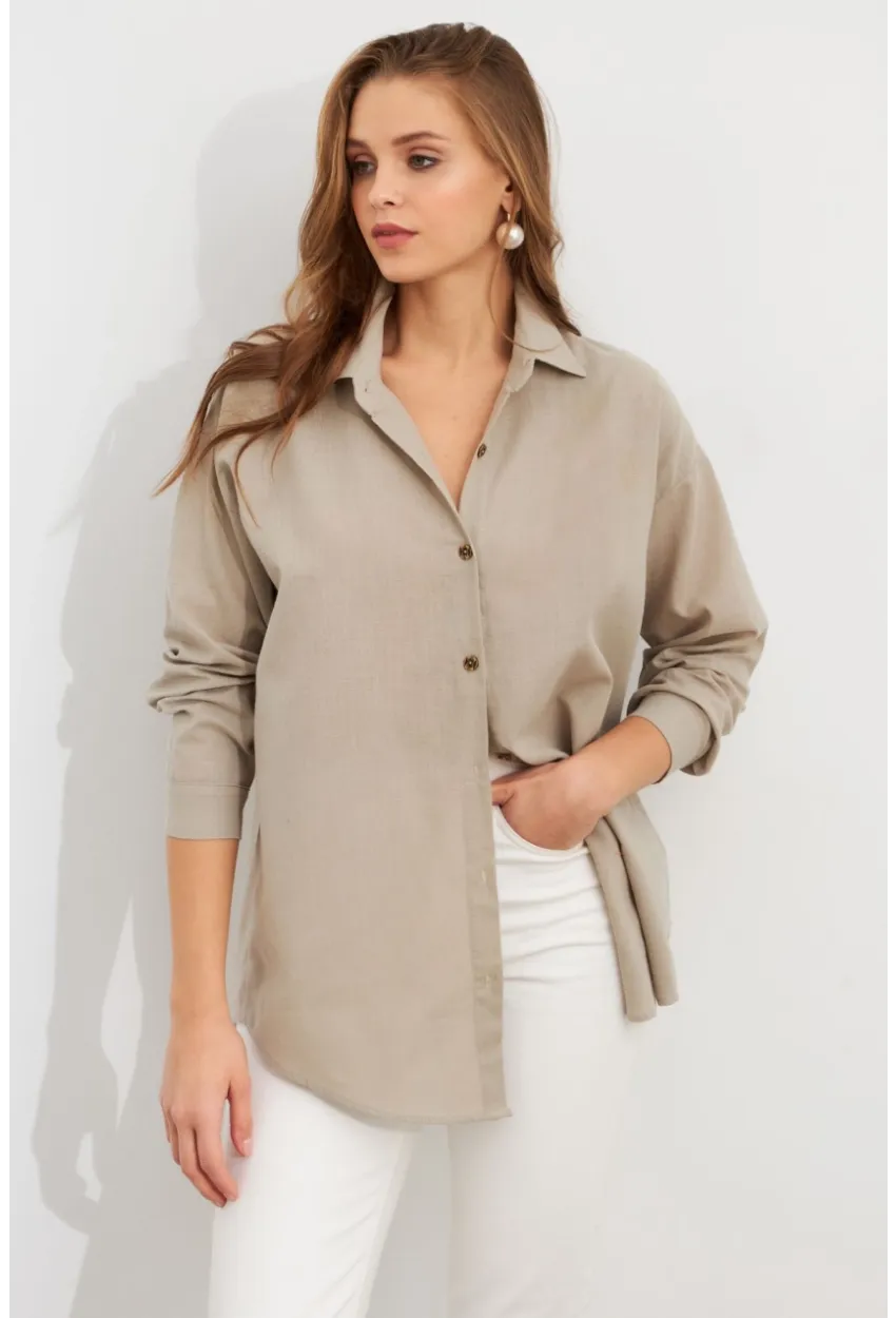 Kadın Gri Gömlek Q1100