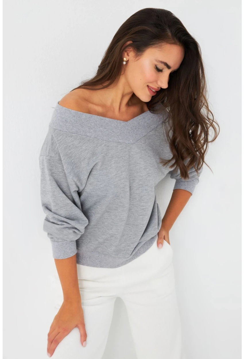 Kadın Gri Kısa Sweatshirt TF16