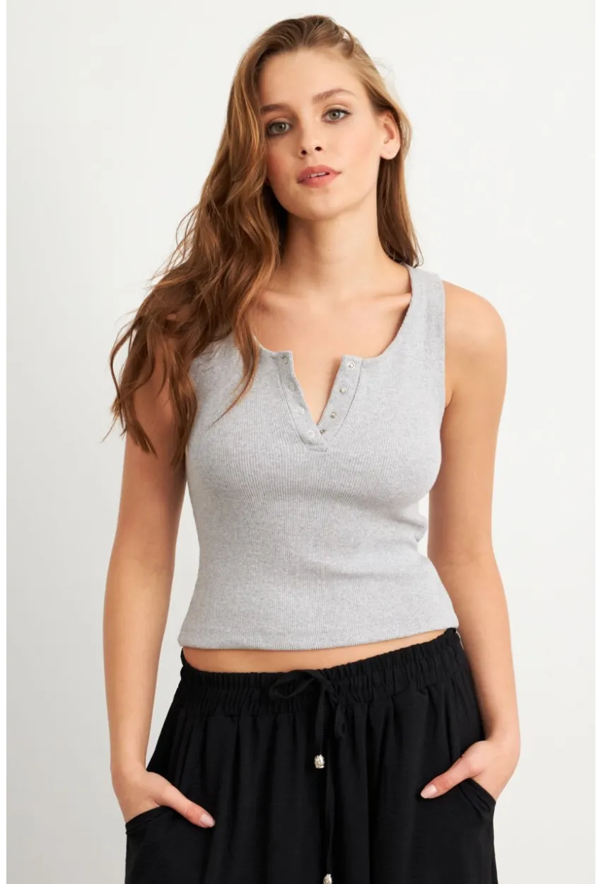 Kadın Gri Patlı Kaşkorse Bluz MK02