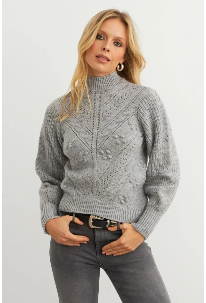 Kadın Gri Triko Kazak MAYD18