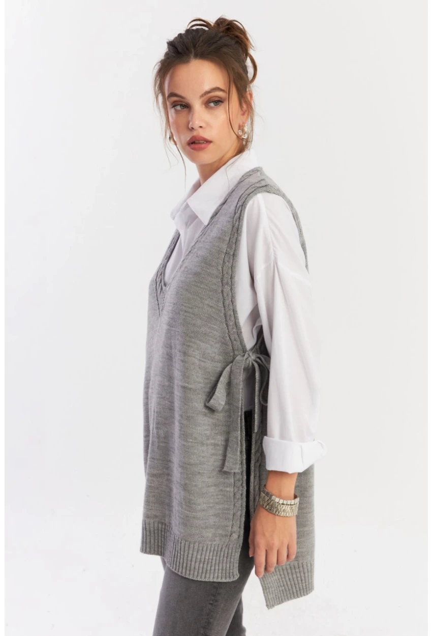 Kadın Gri Triko Süveter YV103