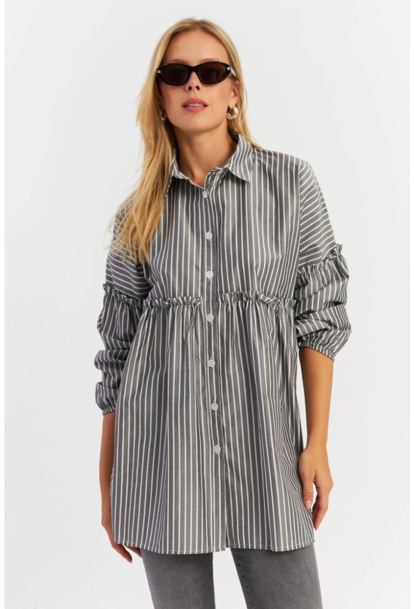 Kadın Gri Tunik Gömlek MASF12
