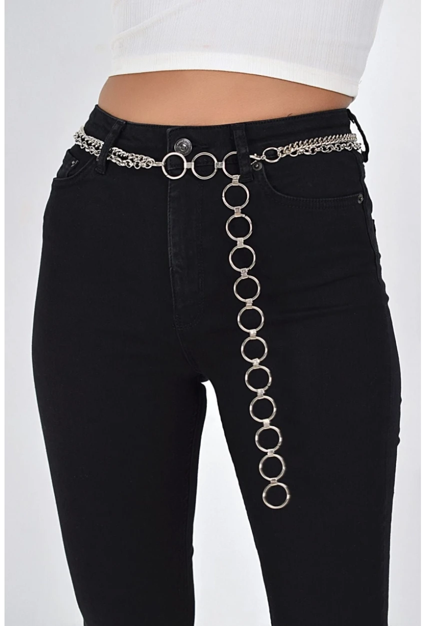 Kadın Gümüş Rengi Zincir Kemer BE165