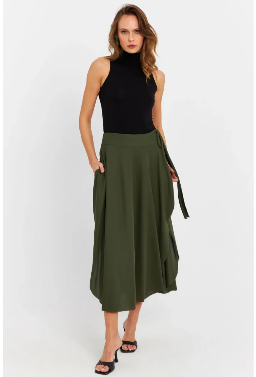 Kadın Haki Asimetrik Etek LV52