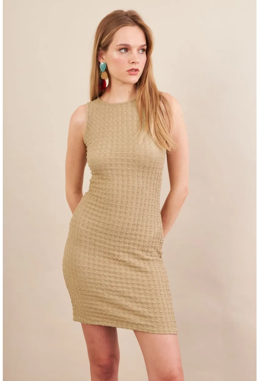 Kadın Haki Rustik Mini Elbise FLU7310