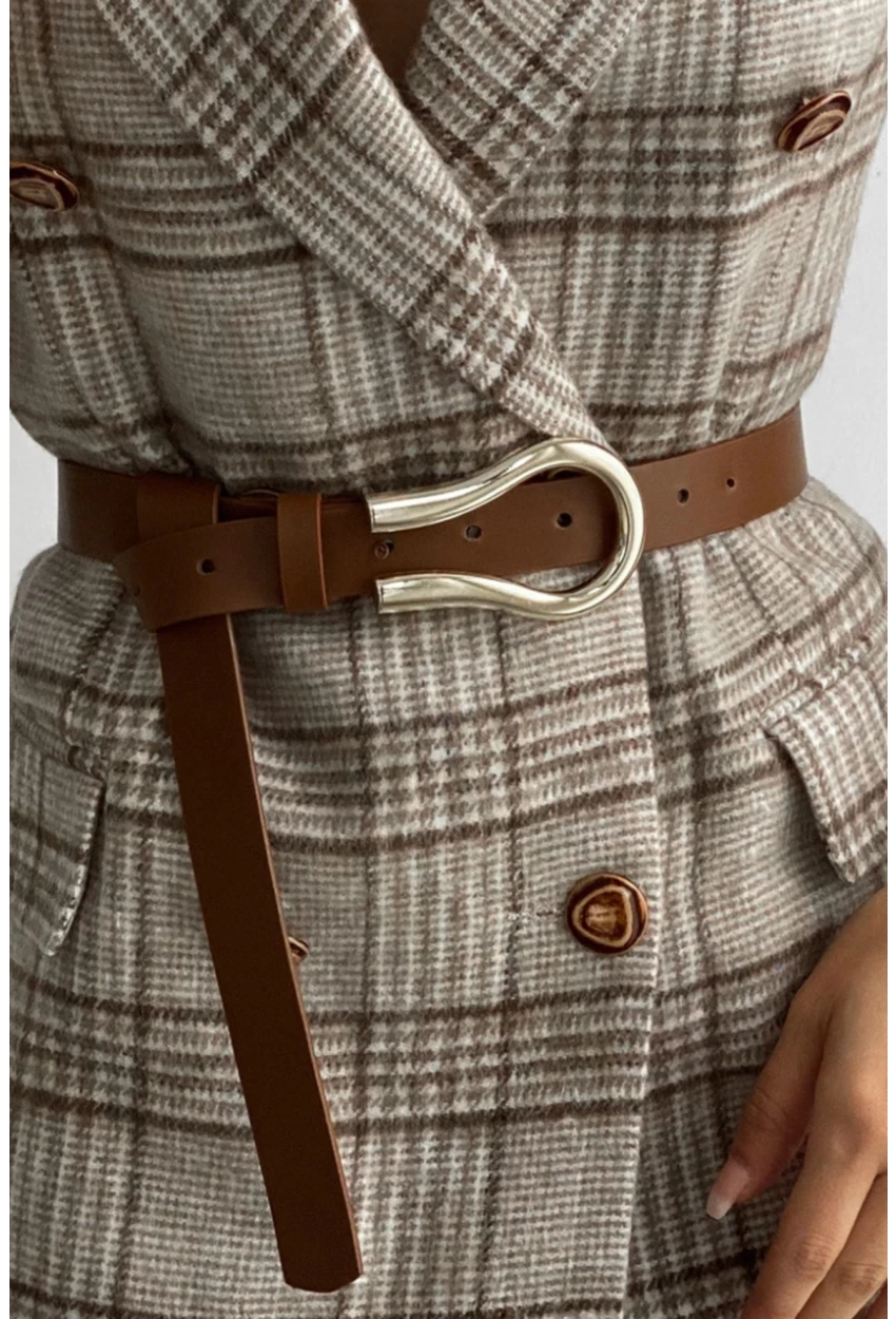 Kadın Kahve Oval Tokalı Kemer BE606