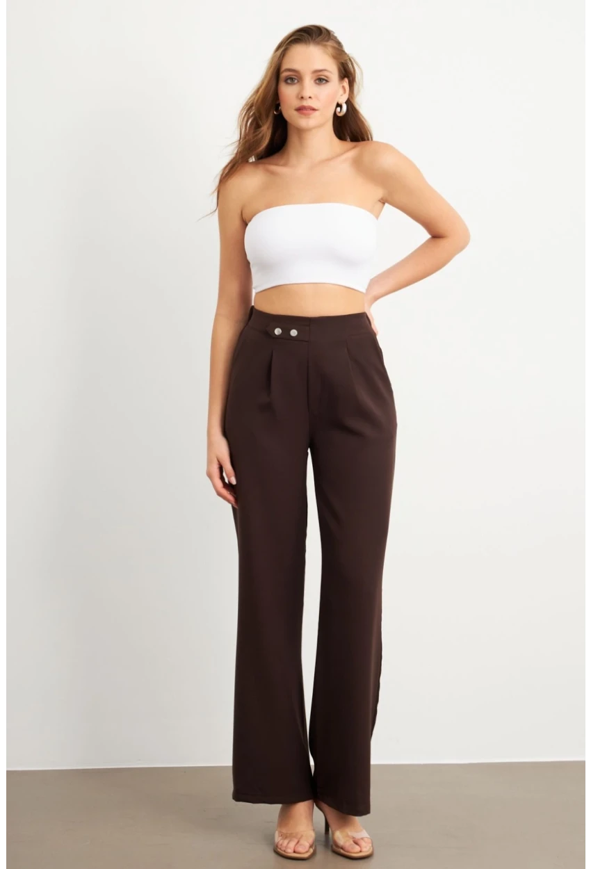 Kadın Kahverengi Cepli Pantolon FLU7250