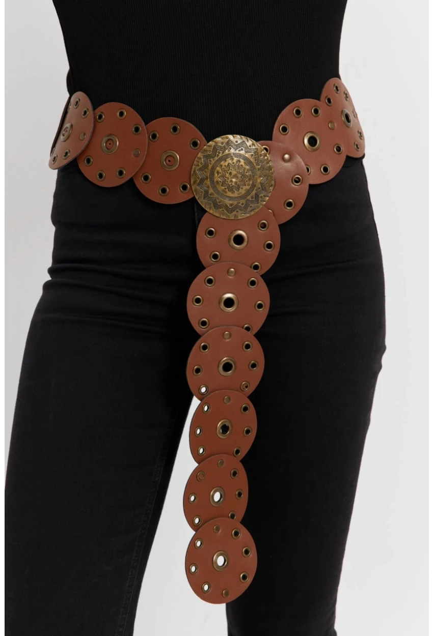 Kadın Kahverengi Halkalı Kemer BE703