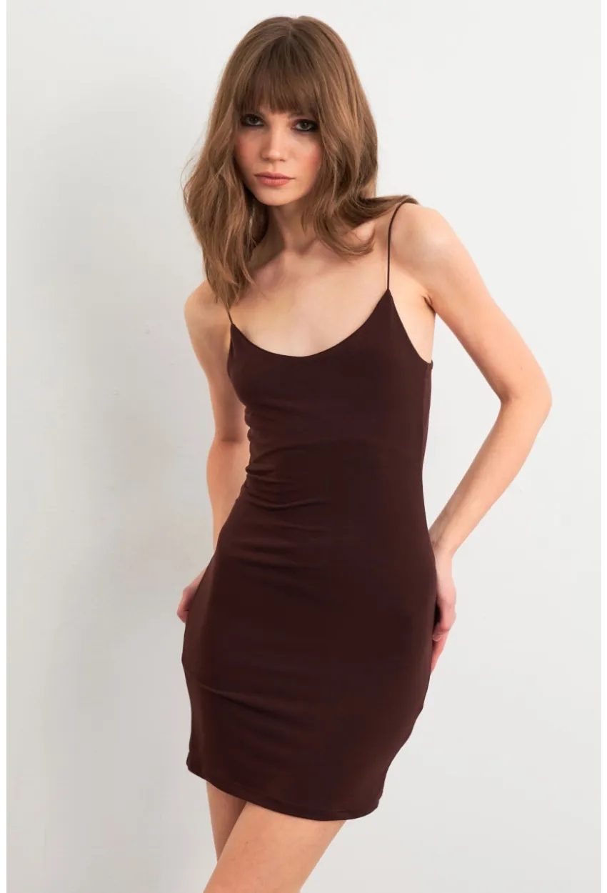 Kadın Kahverengi  Maxi Elbise MEN2059