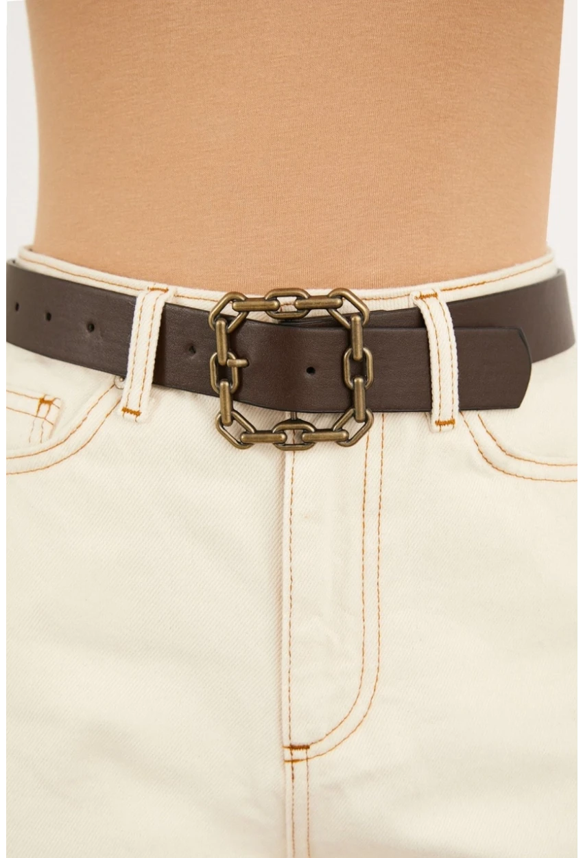 Kadın Kahverengi Tokalı Kemer BE589