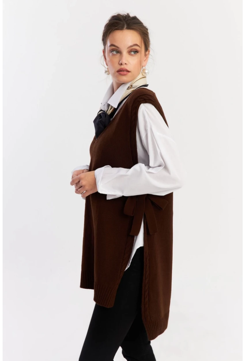 Kadın Kahverengi Triko Süveter YV103