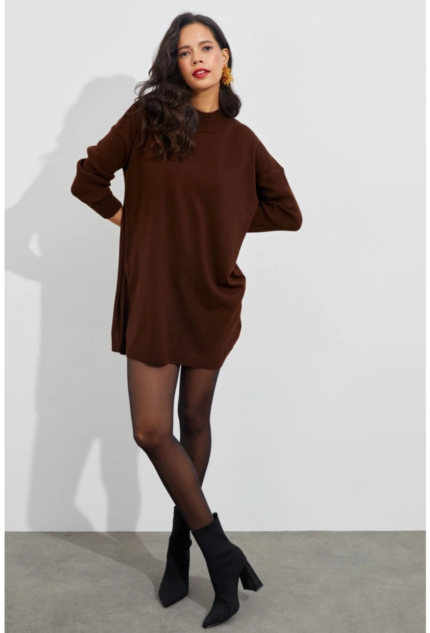 Kadın Kahverengi Triko Tunik YV110