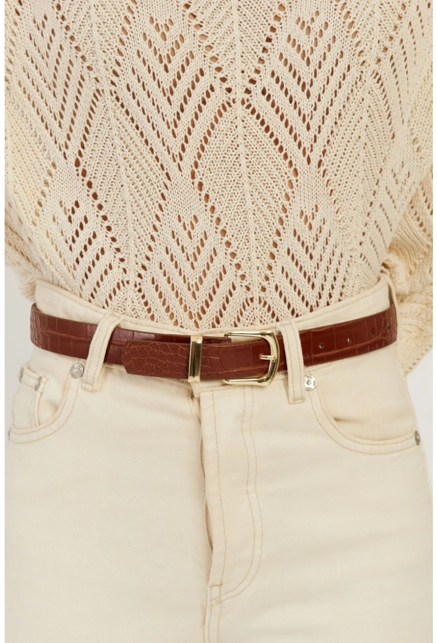 Kadın Kahverengi Yılan Desenli Kemer BE693