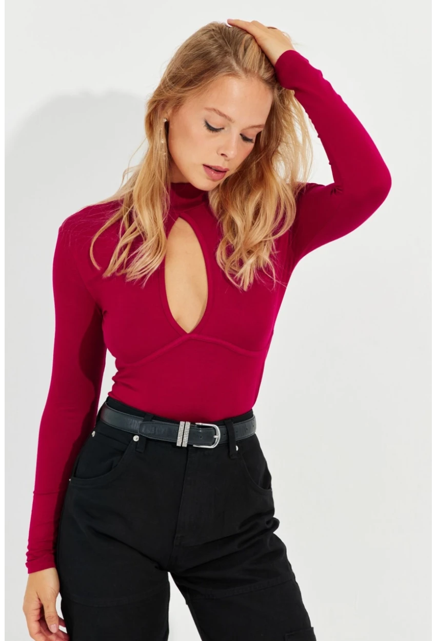 Kadın Kırmızı Önü Damla Bluz LPP1239