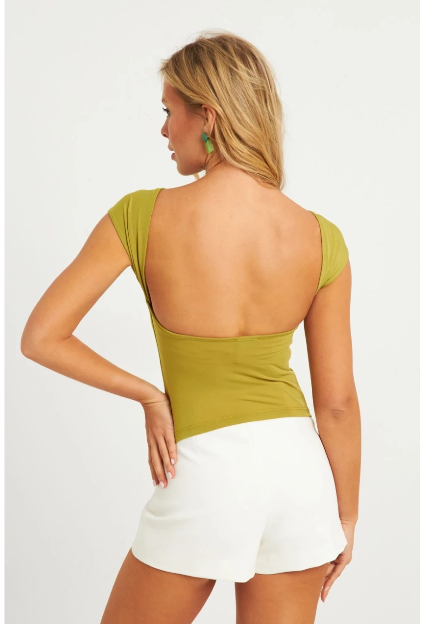 Kadın Kivi Sırtı Açık Bluz YZ1080