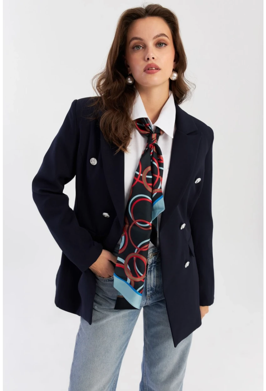 Kadın Lacivert Alt Üst Astarlı Ceket MUF201